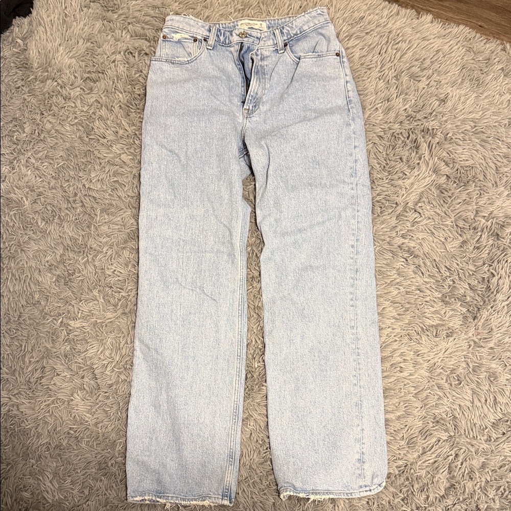 Abercrombie & Fitch Light Blue Straight Leg Jeans Curve Love